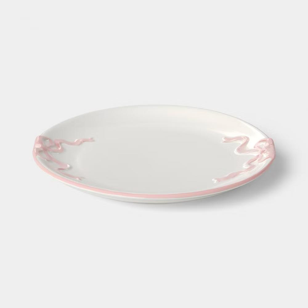 8.5" Stoneware Bow Salad Plate Cream - Image 2