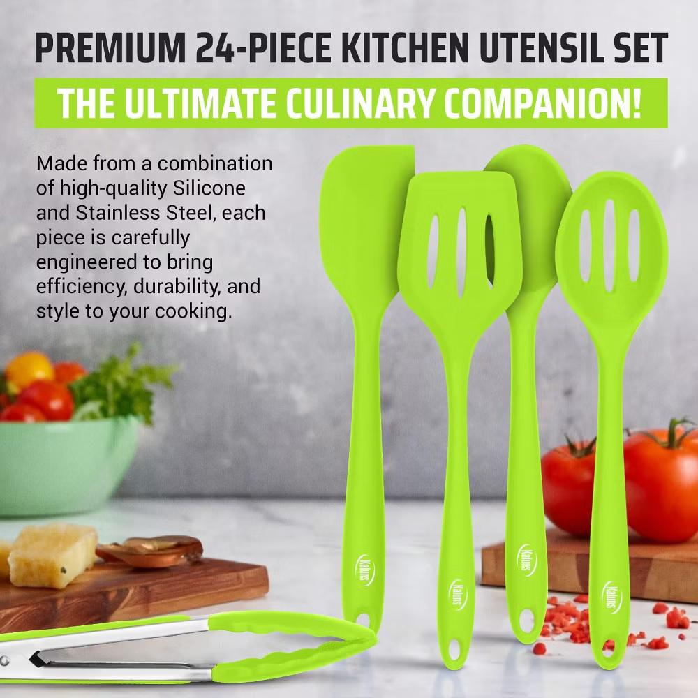 Kitchen Utensils Set, 24 Piece Silicone Cooking Utensils, Dishwasher Safe and Heat Resistant Kitchen Tools - Image 22