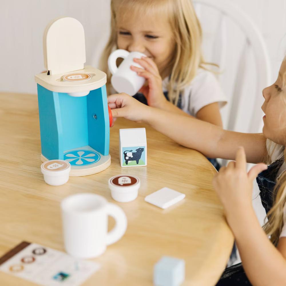 11-Piece Brew and Serve Wooden Coffee Maker Set - Play Kitchen Accessories - Image 6