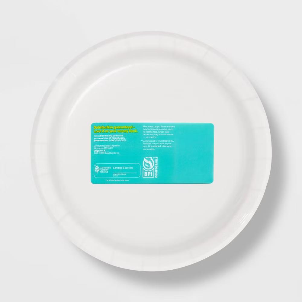 White Paper Plate 10" - 54ct - Solid, Round, Disposable Dinnerware - Image 2