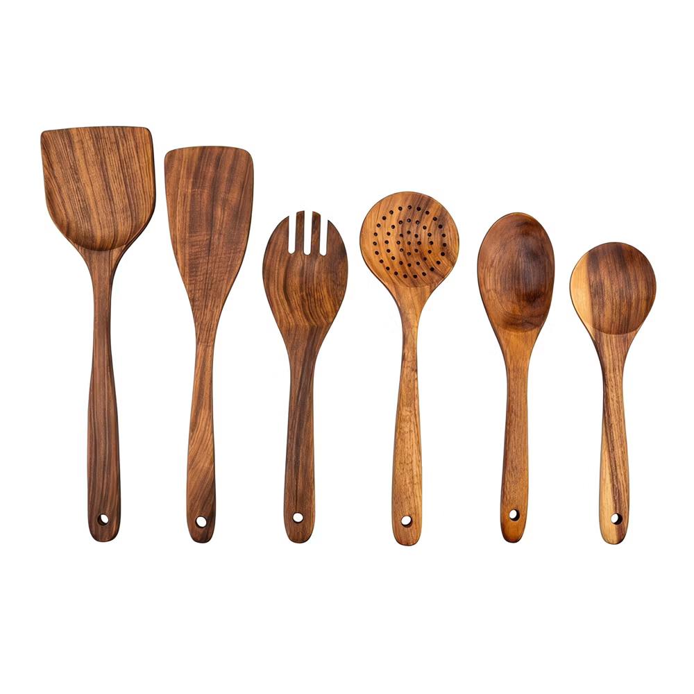 Essential Wood Solid Color Kitchen Gadgets Utensils for Home Cooking or Gift 6Pcs - Image 6