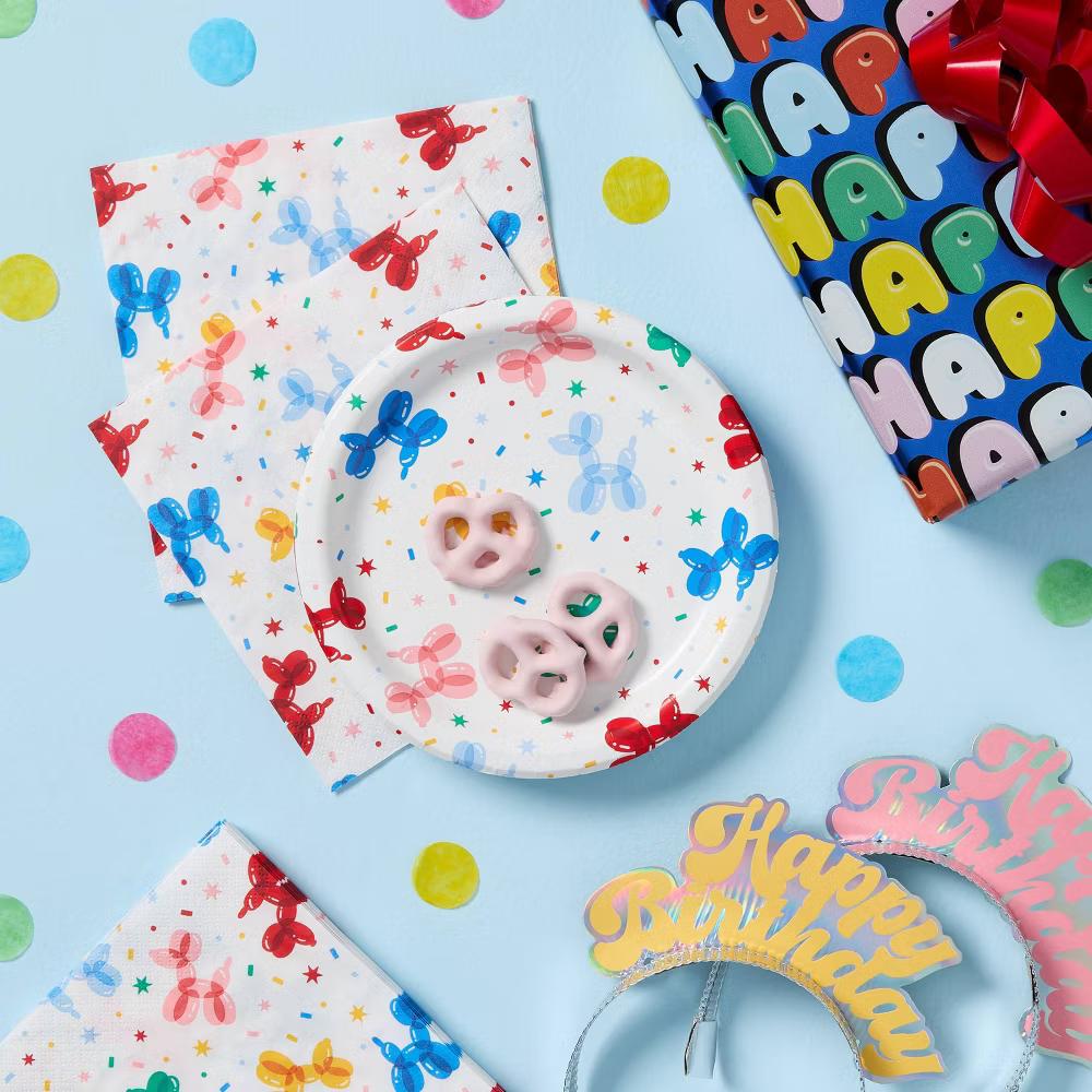 20ct Birthday Balloon Dog Snack Paper Plates - Image 3