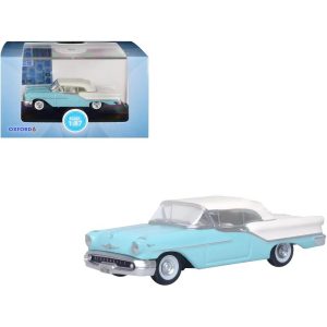 1957 Oldsmobile 88 Convertible (Top-Up) Banff Blue and Alcan White w/White 1/87 (HO) Scale Diecast Model Car
