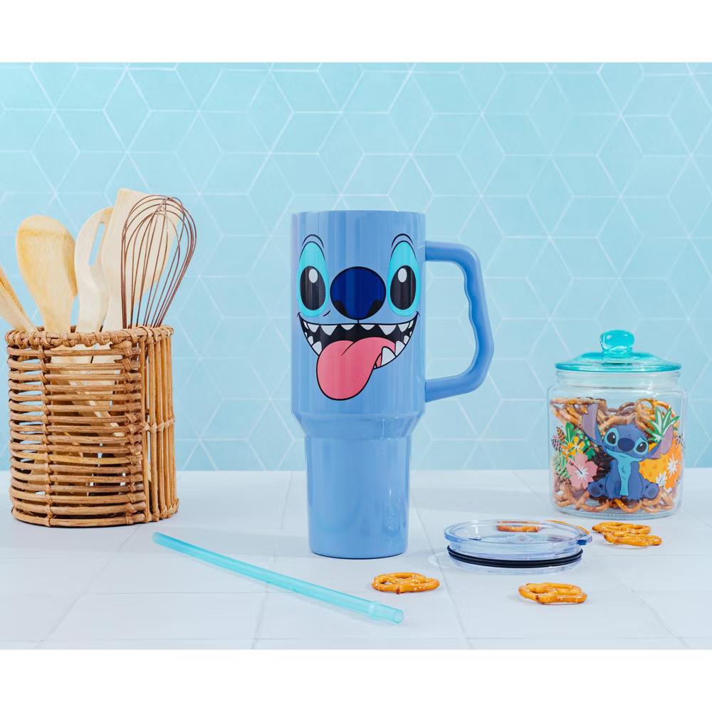 Lilo & Stitch Face Stainless Steel Tumbler With Handle | Holds 40 Ounces - Image 6