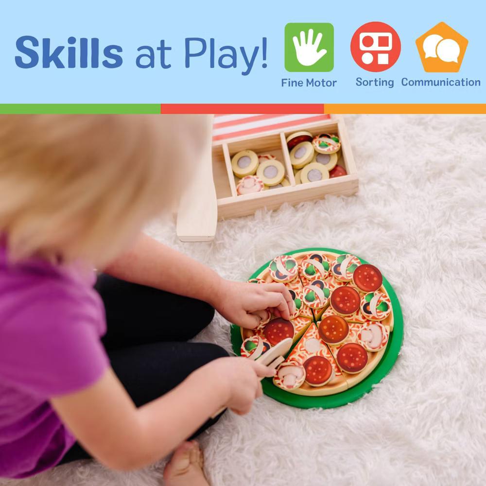 Pizza Party Wooden Pretend Play Food Set With 36 Toppings, Preschool Toy - Image 6