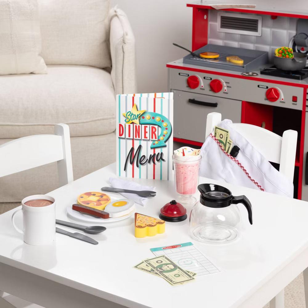 Star Diner Restaurant 41pk Play Set with Toy Food, Cookware & Play Kitchen Accessories - Image 8