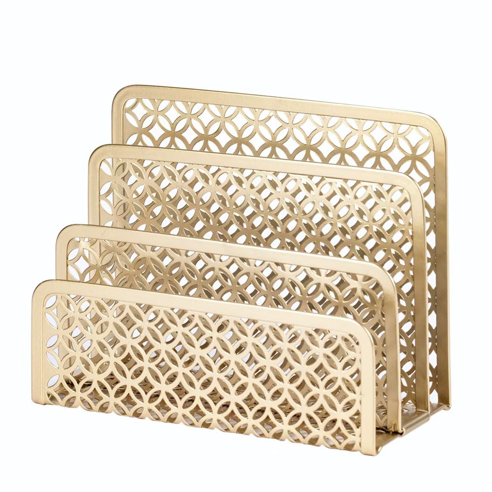 Blu Monaco Gold Desk Mail Organizer - Letter Holder and Bill Organizer for Desk - Gold Mail Storage and Letter Sorter - Image 6