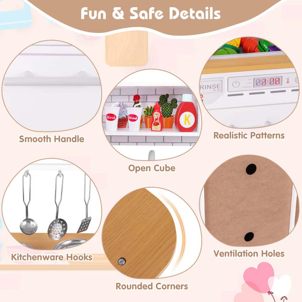 Kids Kitchen Play Set with Stove Removable Sink Oven Microwave Dish Washer - Image 9