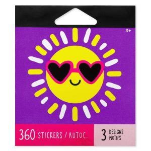 Mini Sticker Pad for Girls/Cute Smiley Faces/Unicorns/and Summer Icons 360ct - 9 Sheets