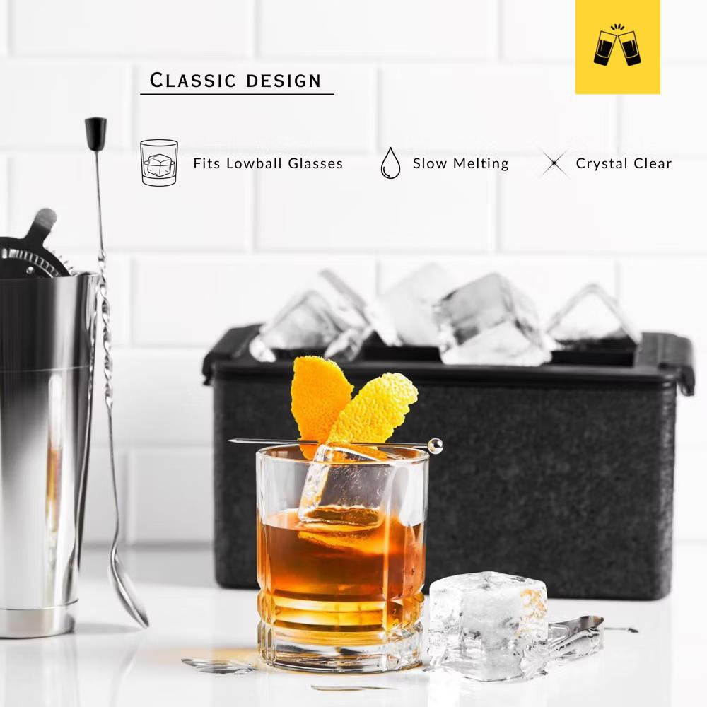 Lemonsoda Crystal Clear Ice Cube Maker Tray - Eight 2" Squares Ice Cube Mold - Image 2