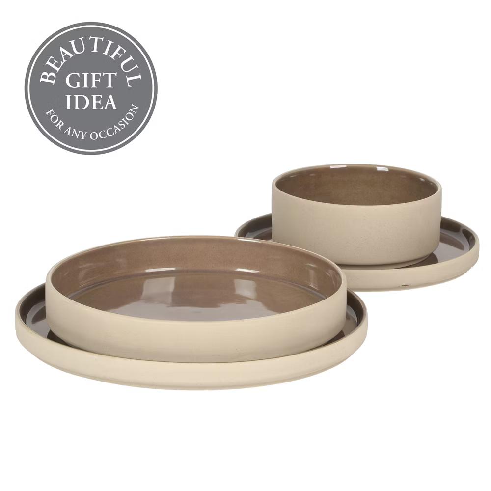 Liberty Bay 16-Piece Stoneware Dinnerware Set – Reactive Glaze, Stackable Plates & Bowls, Service for 4 - Image 11