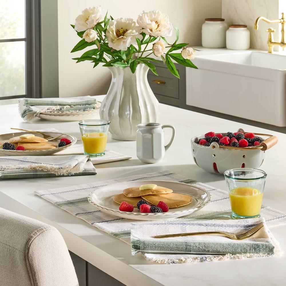10.5" Stoneware Pinched Edge Dinner Plate - with Magnolia - Image 5