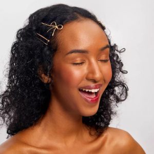 Metal Enamel Puffy & Bow Bobby Pins - 8pc - Rosewood: Hair Styling, Securing Hair, All Hair Types, Steel