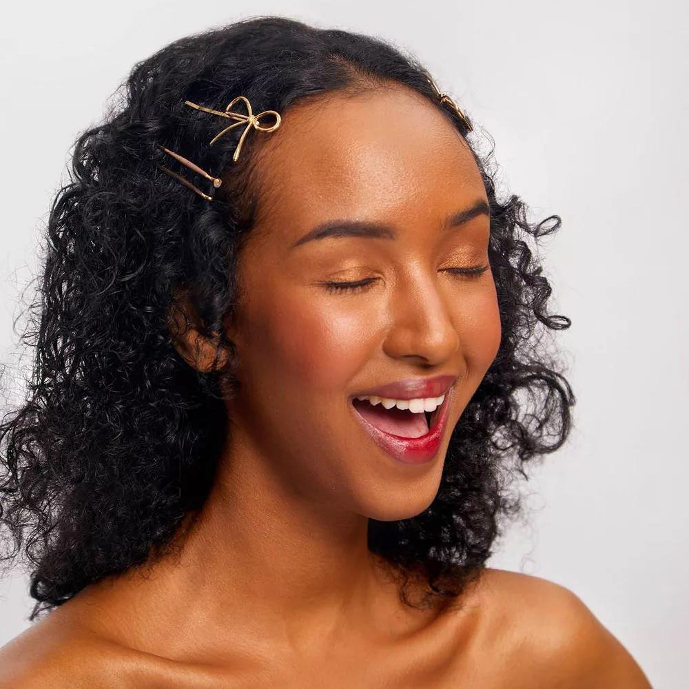 Metal Enamel Puffy & Bow Bobby Pins - 8pc - Rosewood: Hair Styling, Securing Hair, All Hair Types, Steel