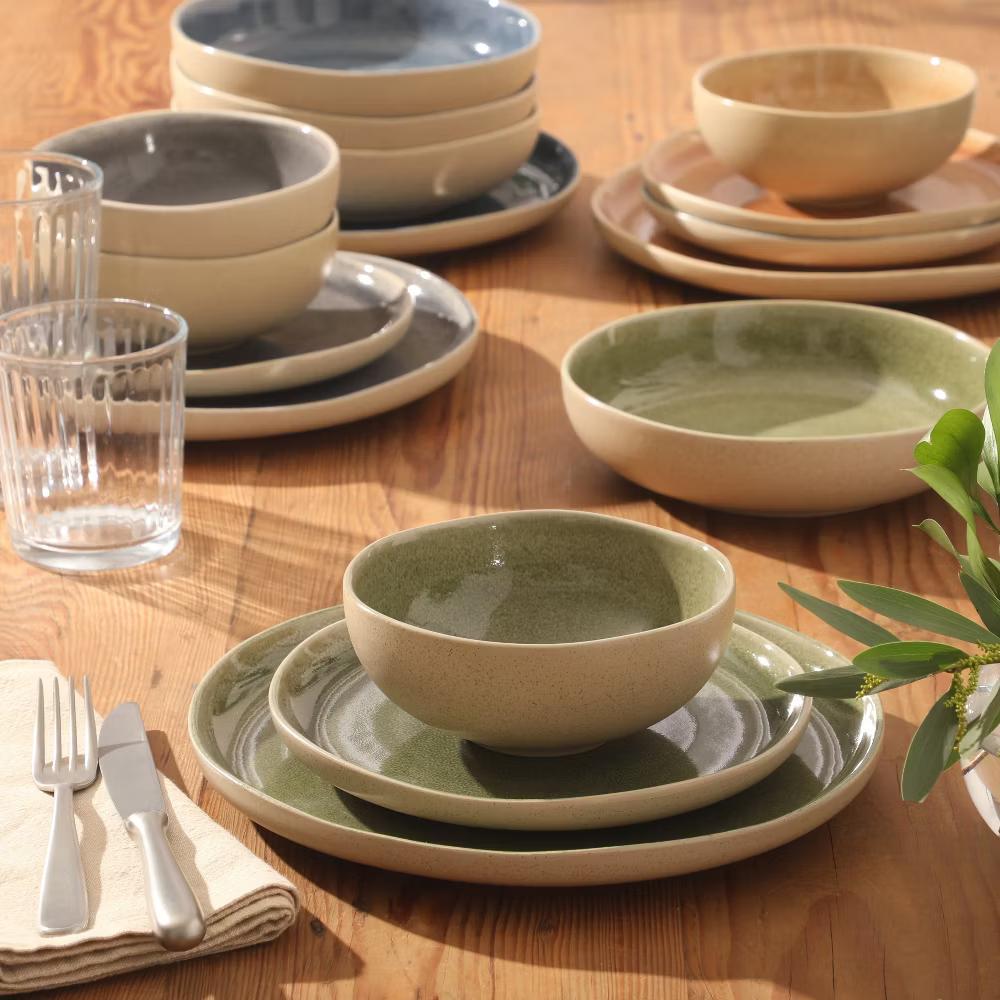 Manila Bay 16-Piece Stoneware Dinnerware Set, Service for 4, Reactive Glaze, Assorted Colors, Modern Artisan Design - Image 7