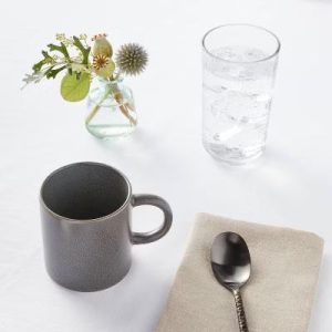 15oz Stoneware Tilley Mug Dark Gray - Traditional Coffee Mug, Dishwasher & Microwave Safe, 15.21oz Capacity