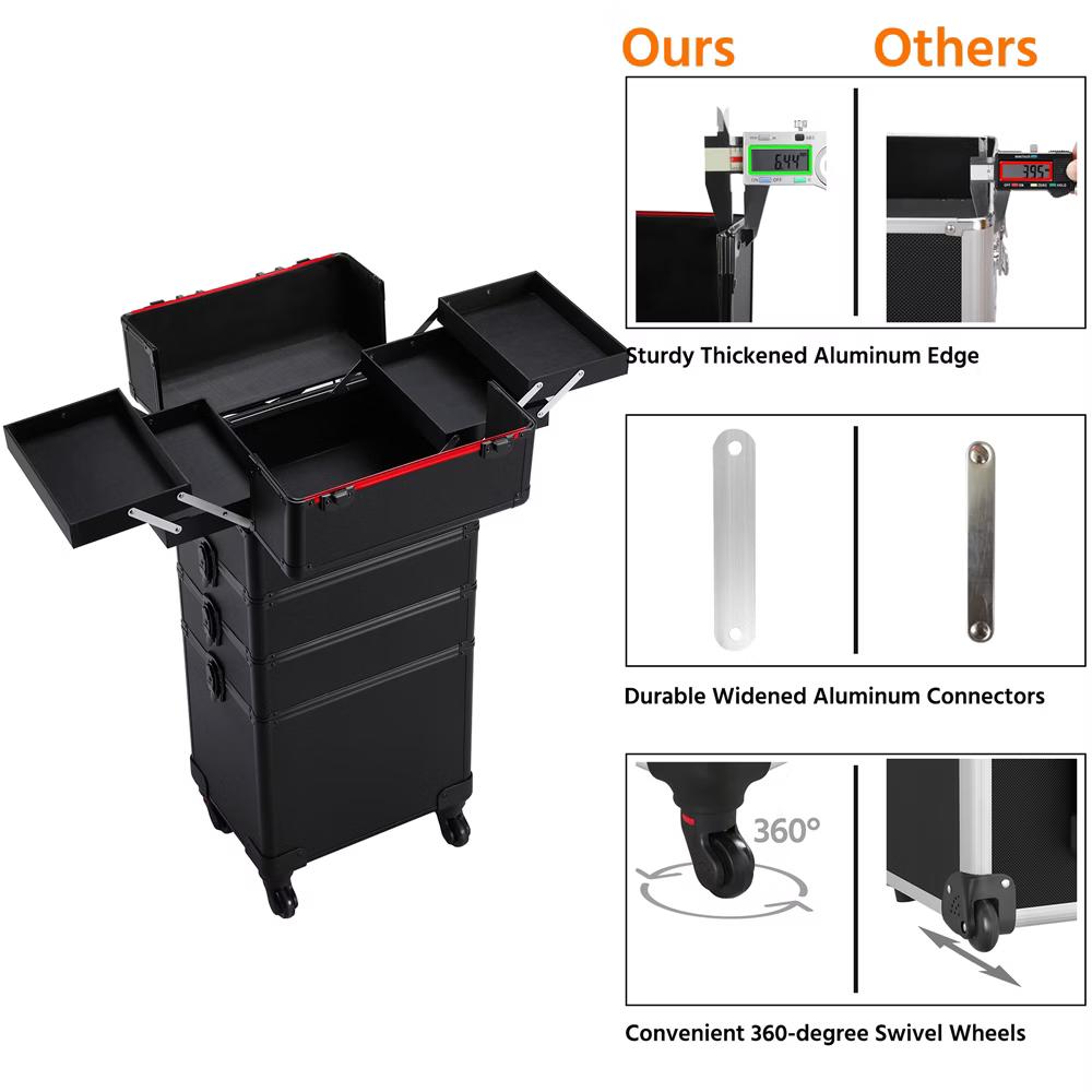 Yaheetech 4 in 1 Professional Makeup Train Case Aluminum Cosmetic Case - Image 5