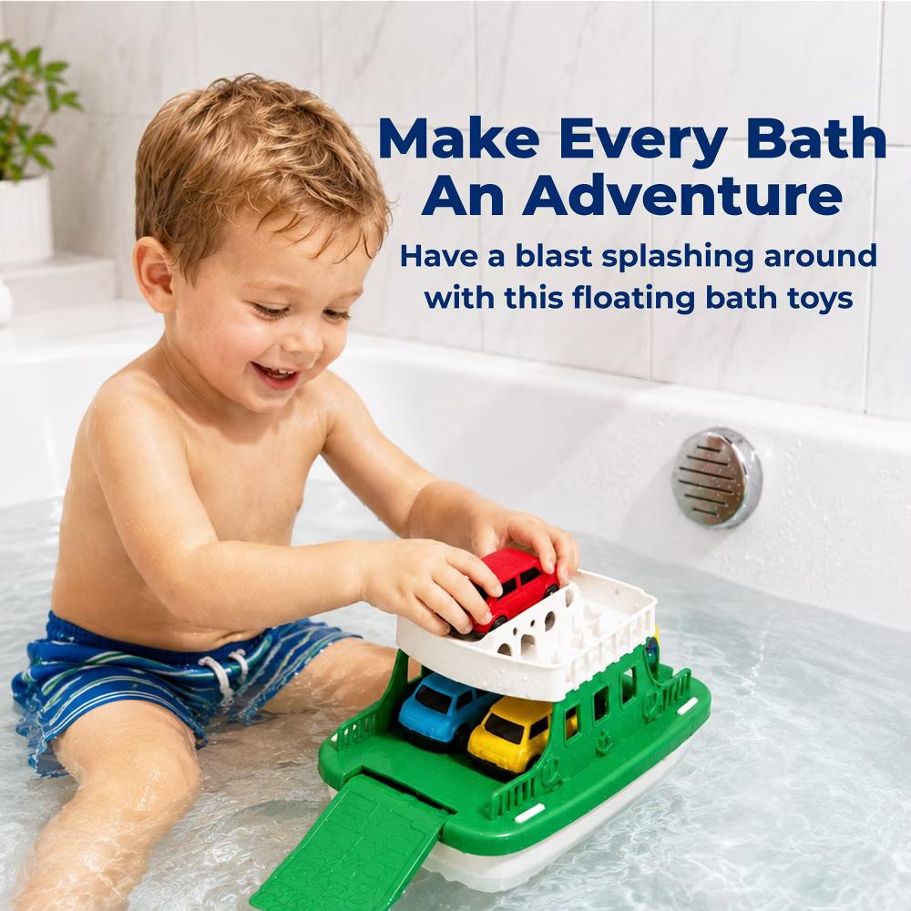 Boat Bath Toy Set for Toddlers, Carry Ship & 4 Mini Cars – Fun Water Toys for Bath, Pool, Beach Play, Safe & Non-Toxic Ferry Boat Toy - Image 8