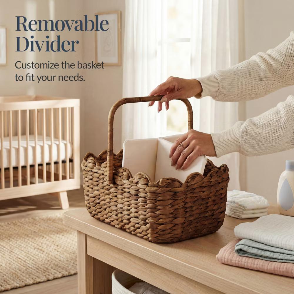 Diaper Caddy Organizer for Baby, Large Portable Nursery Organizer w/ Divider & Handles - Natural - Image 4