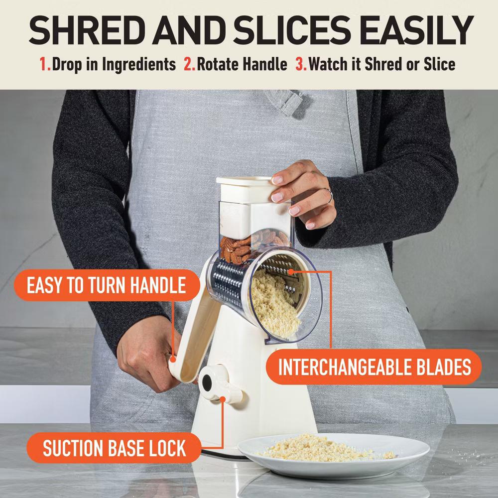 NutriSlicer Vegetable Slicer Cheese Grater Potato Slicer Salad Chopper with Suction Base - Image 6
