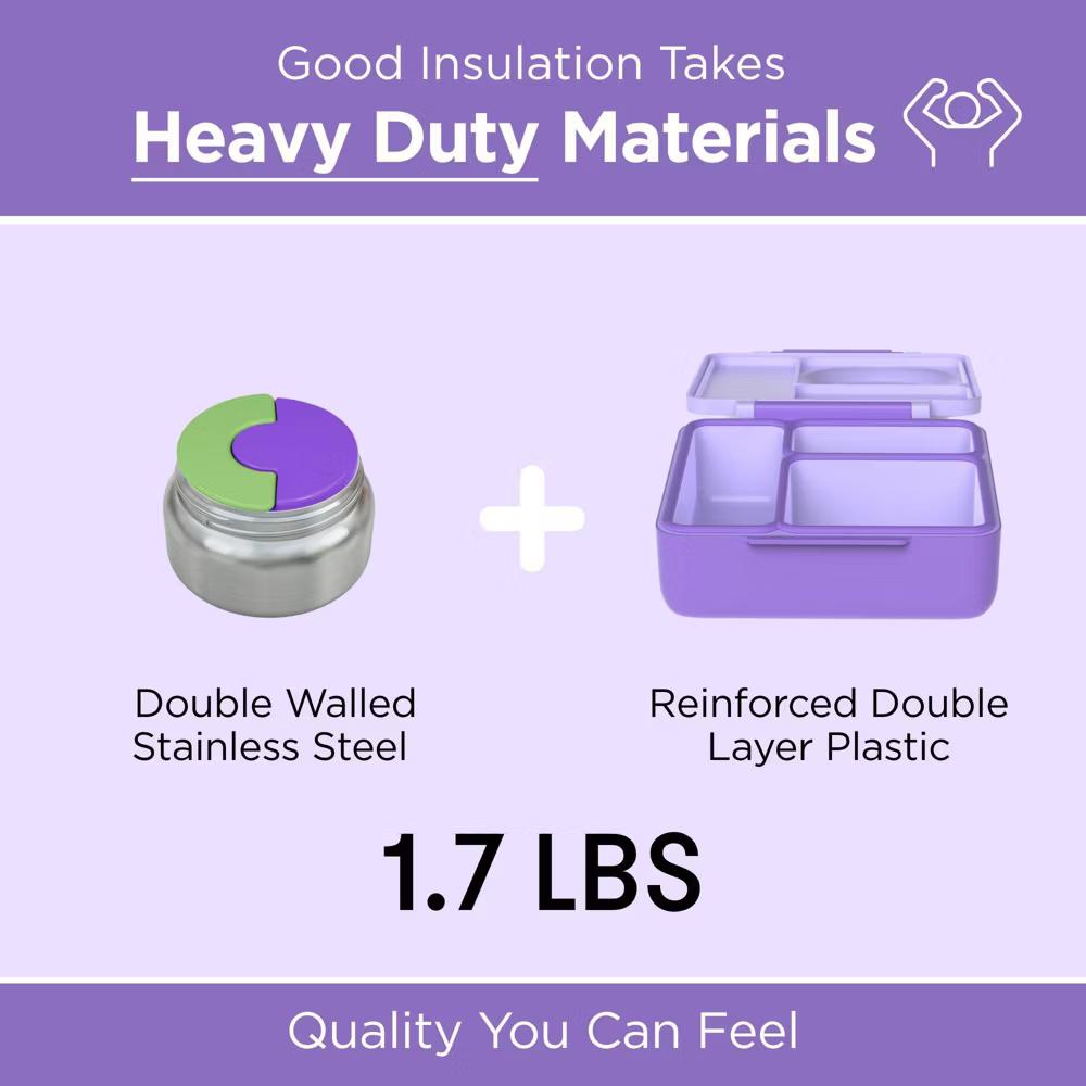 OMIEBox Insulated Bento Lunch Box with Leakproof Thermos Food Jar 3 Compartments - Image 35
