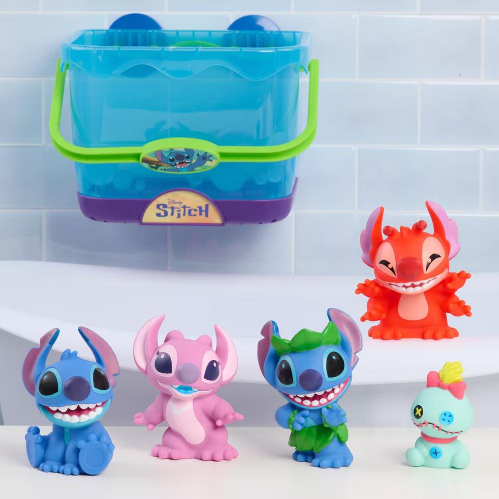 Stitch Bath Caddy Set, 5-Piece Bath Toys with Storage Bucket - Image 6