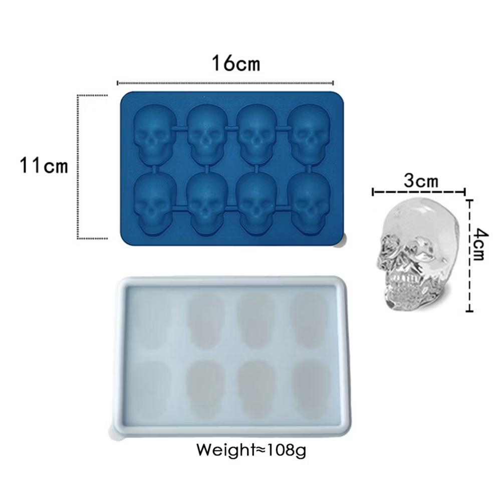 Alilang Women's 2-Pack Skull Silicone Ice Cube Tray 8-Cavity Flexible Nonstick Halloween Drink Mold - Image 4