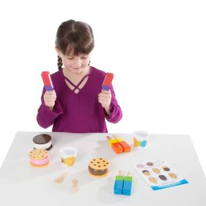 Wooden Frozen Treats Ice Cream Play Set (24 pcs) - Play Food and Accessories: Pretend Kitchen Accessories