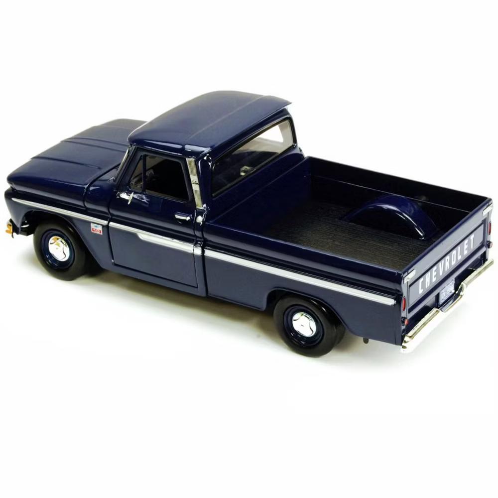 1966 Chevrolet C10 Fleetside Pickup Truck Dark Blue 1/24 Diecast Car Model - Image 3