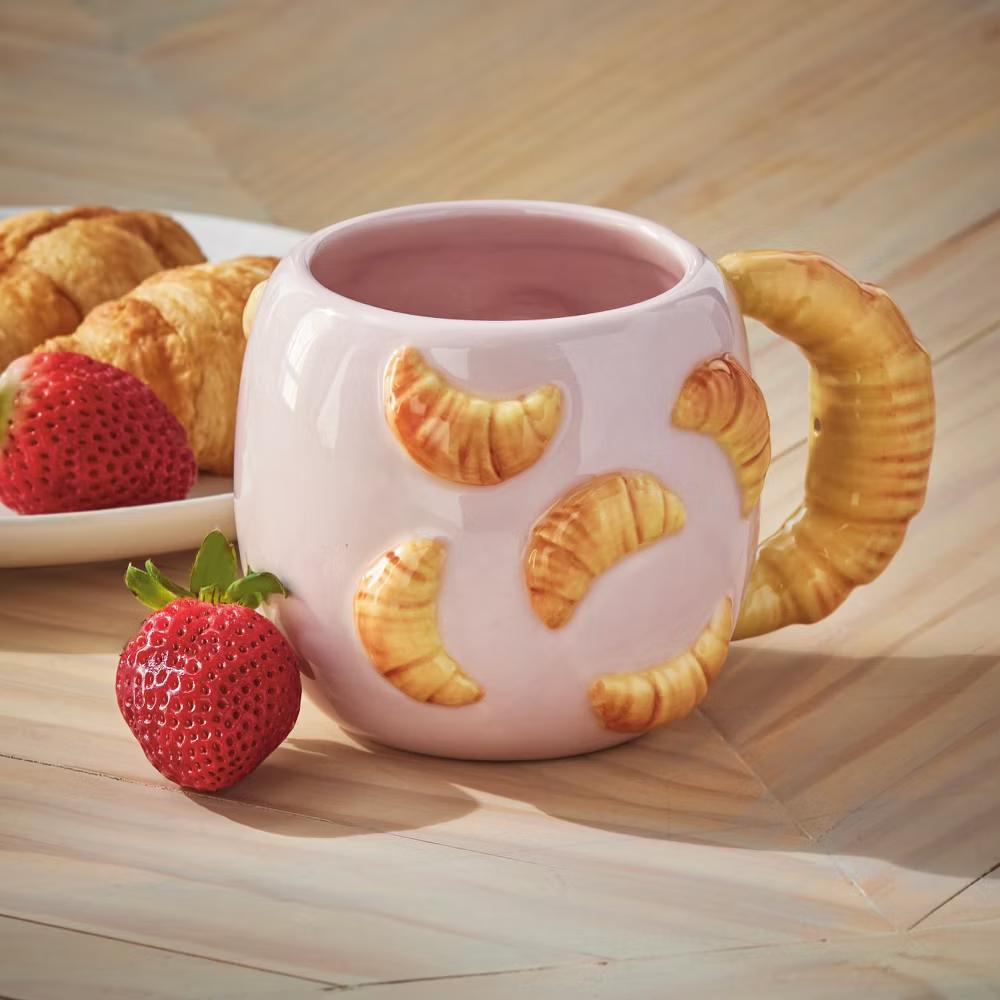 Croissant Mug Earthenware 17 oz Multi 4.11 x 4.11 x 3.8 in