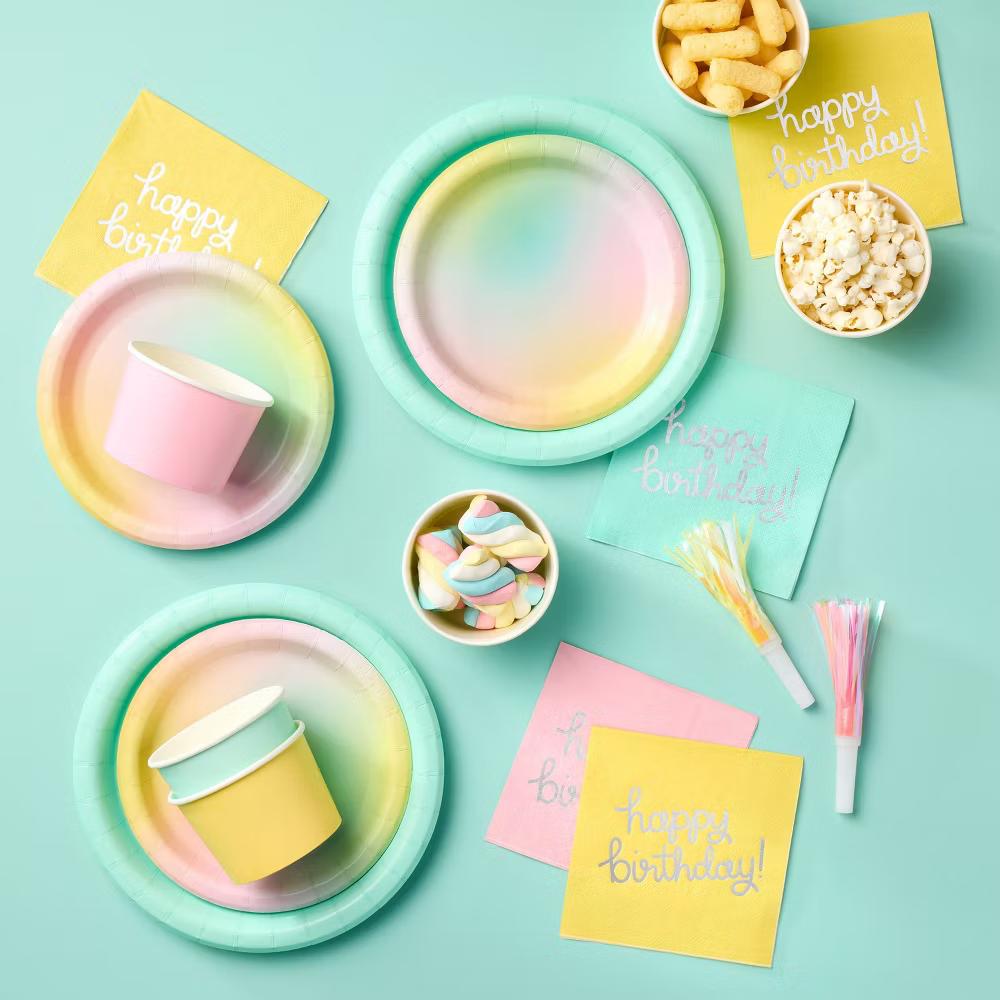20ct Pastel Gradient Snack Paper Plates