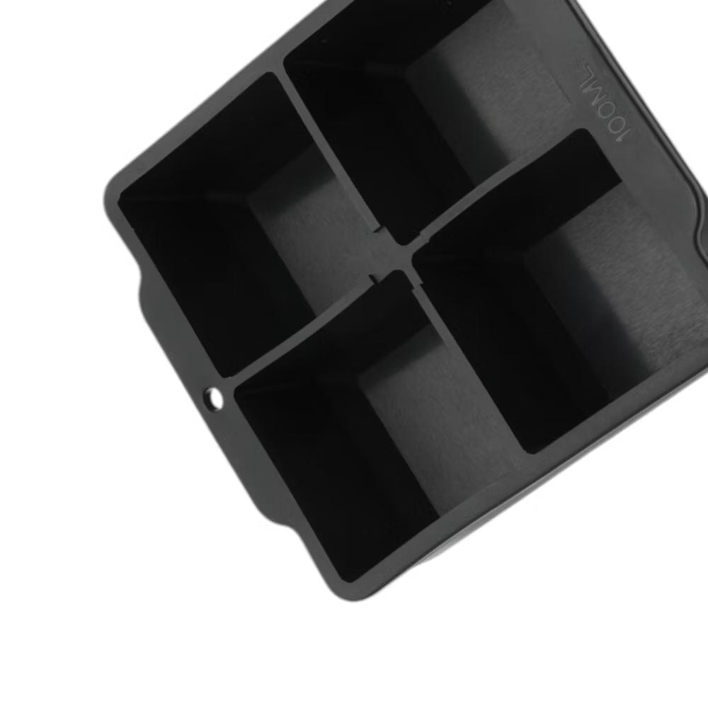 4-Cavity Square Ice Tray with Clear Lid Hand Wash Only Silicone 4.72"x4.33"x2.17" 1 Pc - Image 3