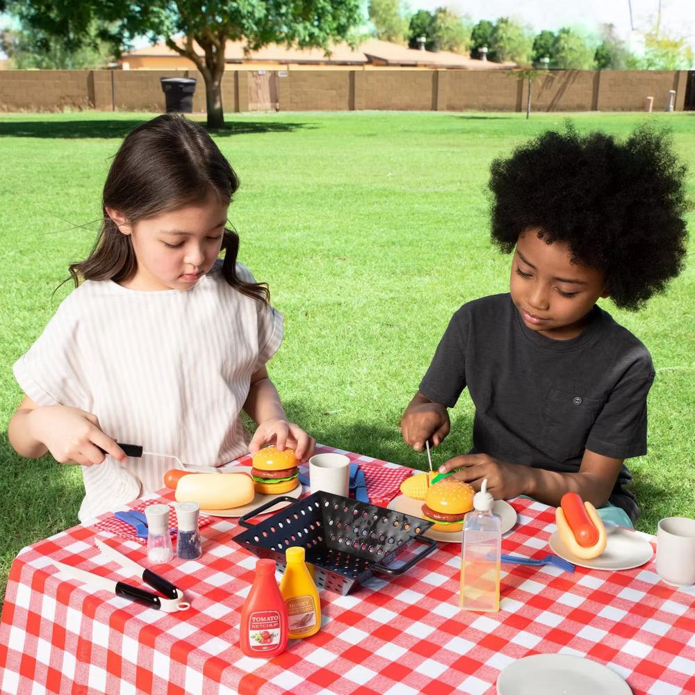 27 Pcs Kids Kitchen Toy Playset, BBQ Grill Pretend Play Food Sets, Birthday Christmas Halloween Gift for Toddlers 3 4 5 Years Old Girls Boys - Image 7