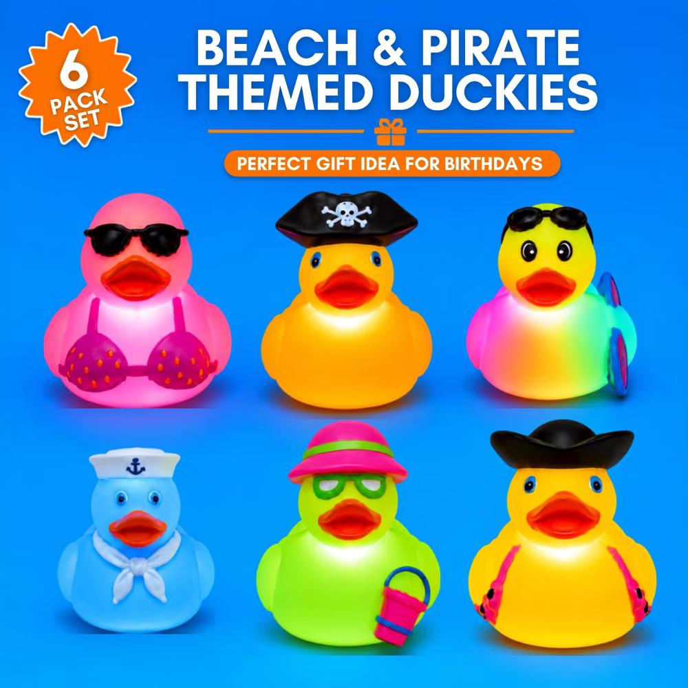 Playbees Light Up Bath Toys for Toddlers, 6 Color-Changing Rubber Ducks - Image 8