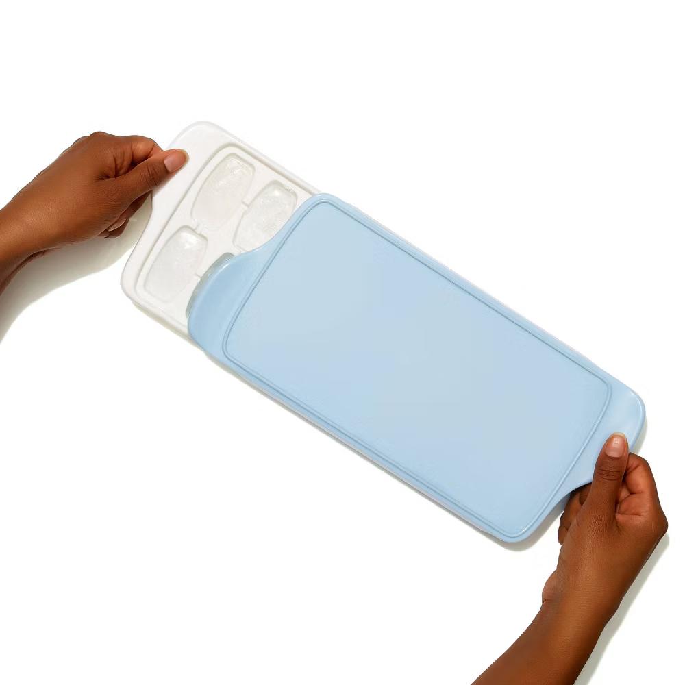 2pk Ice Cube Tray Light Blue: Plastic, 14 Cavities, Dishwasher-Safe, Ice Tray with Lid - Image 2