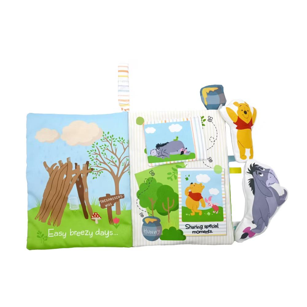 Baby Winnie the Pooh Deluxe Soft Book Happy Thoughts with Removable Characters Plush Toys - 3pc: Sensory Development, Lift-Up Flaps, BPA-Free - Image 2