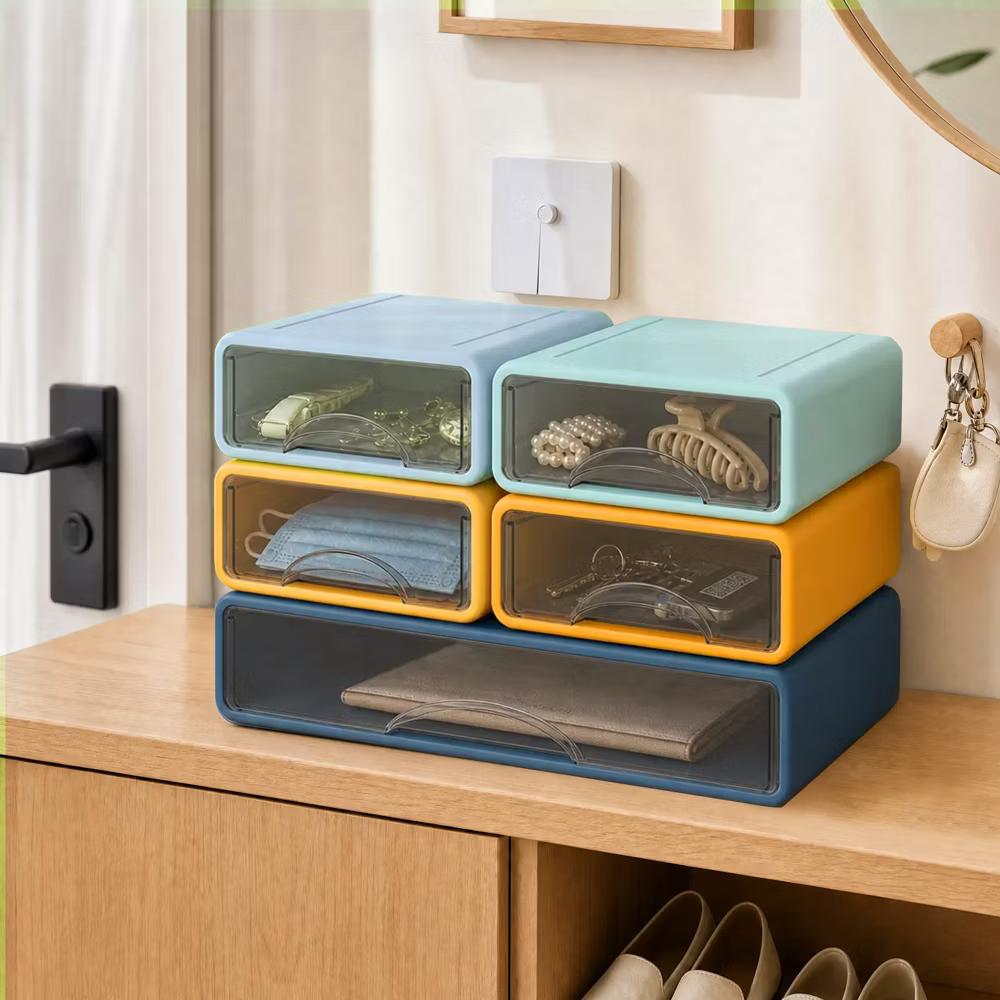 Stackable Storage Drawer with Dividers, Transparent PP Material Desktop Organizer, Durable Thickened Storage Container - Image 11