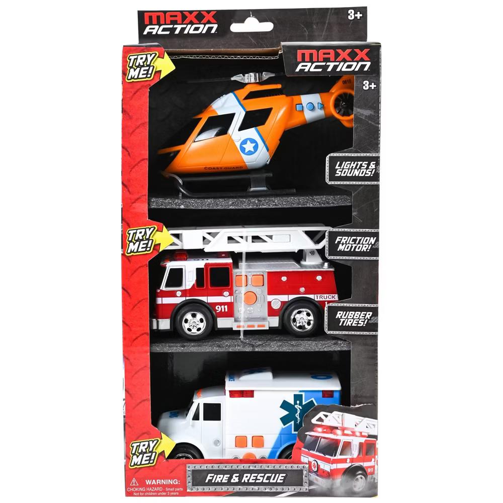 Maxx Rescue Vehicle 3pk - Ambulance, Firetruck and Helicopter - Image 7