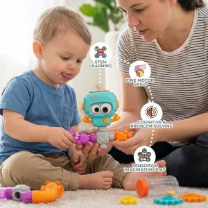 Build & Splash Baby and Toddler Bath Toys, Educational Water Set with Valves & Tubing for Newborns and Infants STEM Building Baby Bath Toys