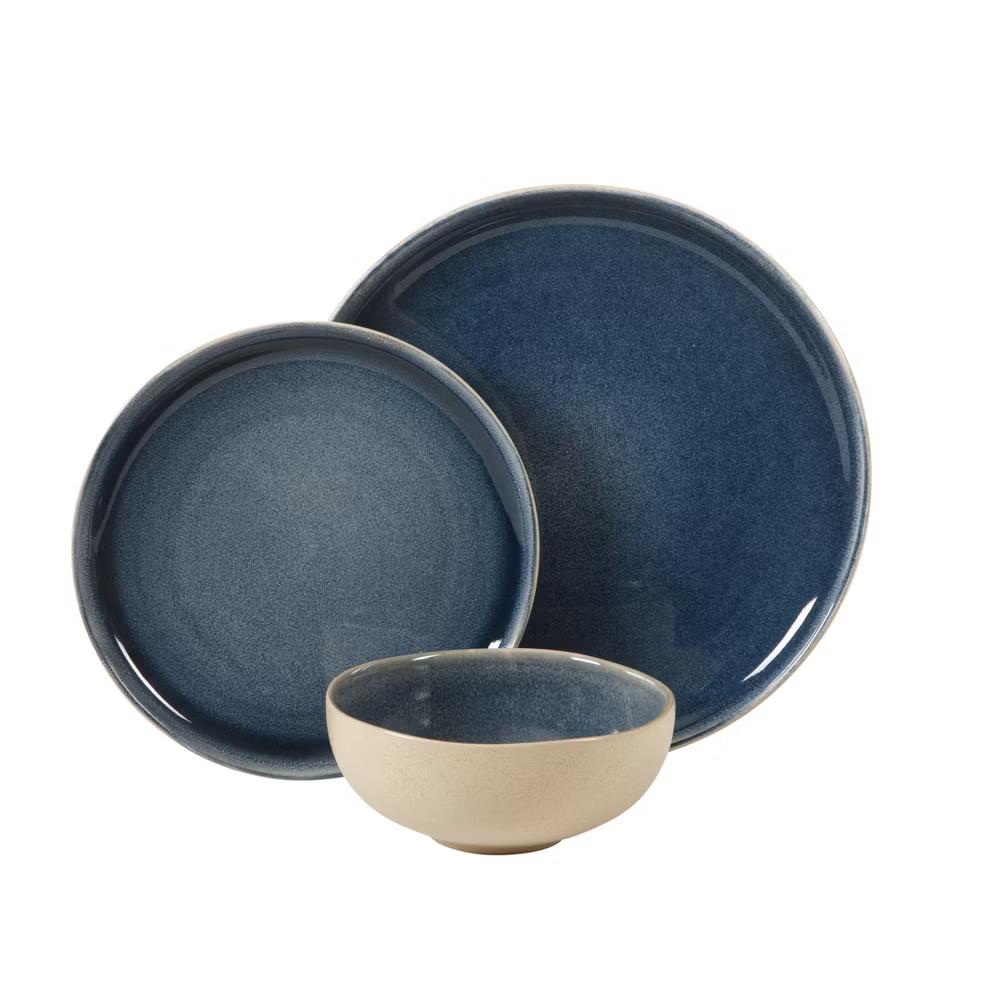 Manila Bay 12-Piece Stoneware Dinnerware Set, Service for 4, Reactive Glaze Modern Artisan Plates & Bowls - Image 11