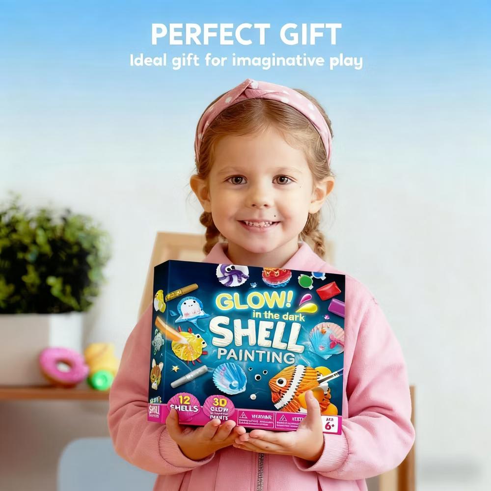 12 Pcs Glow in The Dark Sea Shell Painting Kit for Kids, DIY Arts & Crafts, Kids Paint Kits, Ideal Birthday Easter Gift for Boys Girls Age 6+ - Image 7