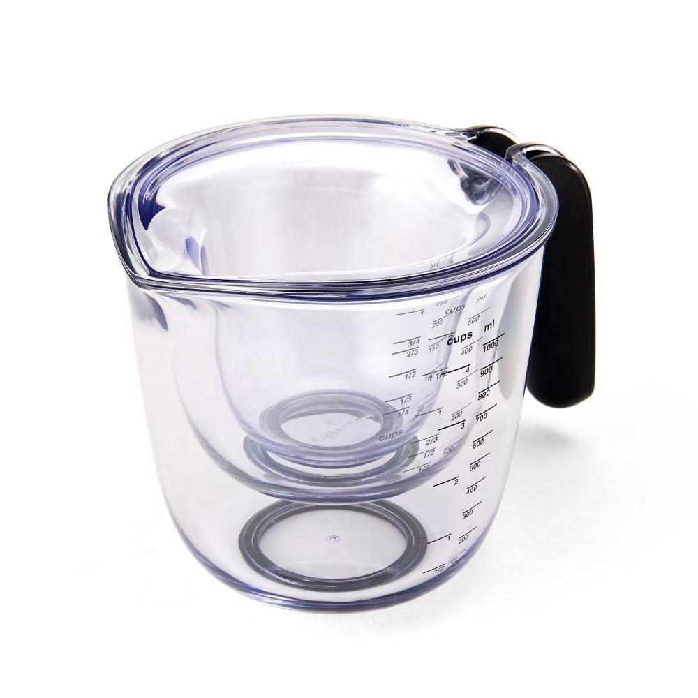 KitchenAid Set of 3 Measuring Cups: Plastic, Dishwasher-Safe, Easy-Pour Spout, 2, 1, & 4-Cup Stackable Design - Image 4