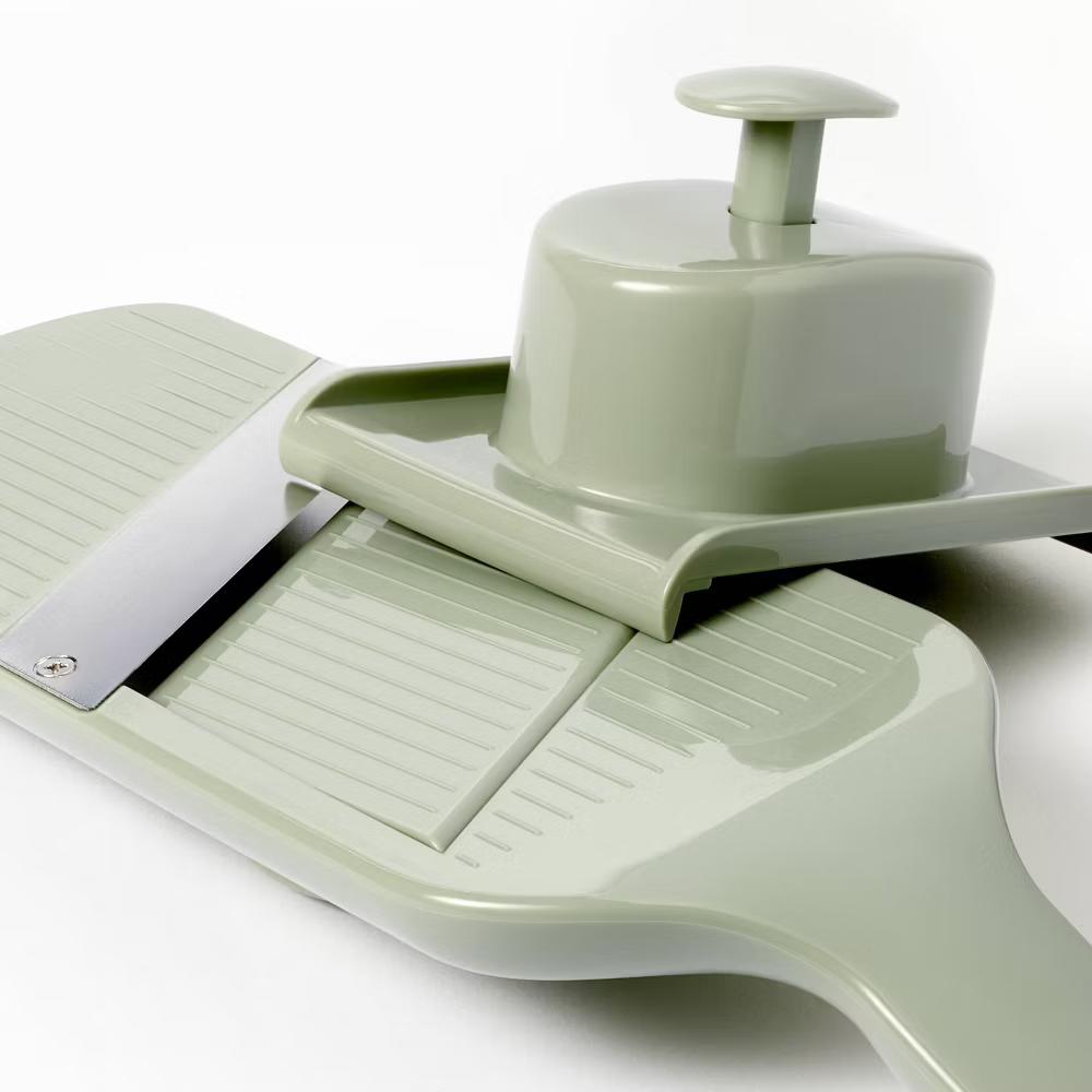 Hand Held Mandoline Green - Stainless Steel Cucumber Slicer, Dishwasher-Safe Kitchen Tool