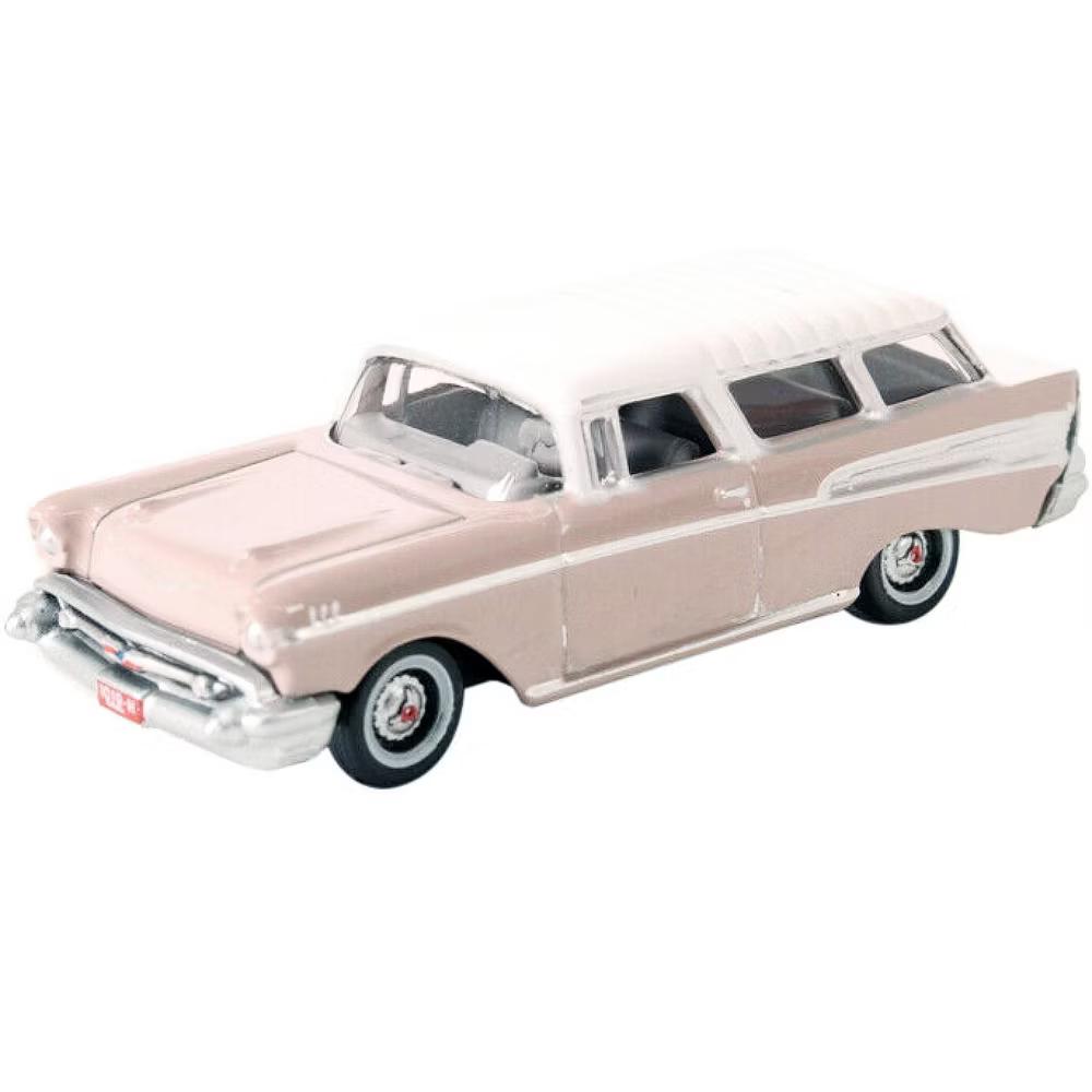 1957 Chevrolet Nomad Dusk Pearl Pink with Imperial Ivory Top 1/87 (HO) Scale Diecast Model Car - Image 3