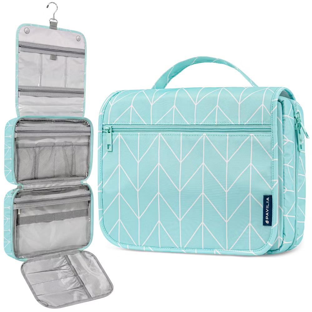 PAVILIA Hanging Toiletry Bag Women Men, Foldable Large Travel Cosmetic Organizer, Water Resistant Makeup Toiletries Essentials Kit - Image 36