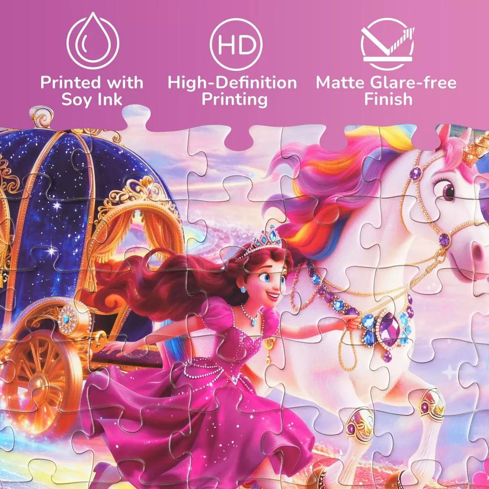 100 Piece Jigsaw Puzzles for Kids 4-8, Princess and Unicorn, 15.75"x 11.75" - Image 7