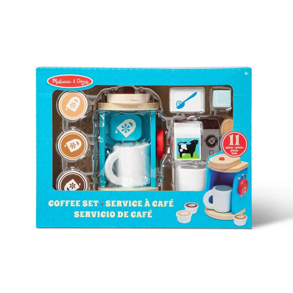 11-Piece Brew and Serve Wooden Coffee Maker Set - Play Kitchen Accessories - Image 2