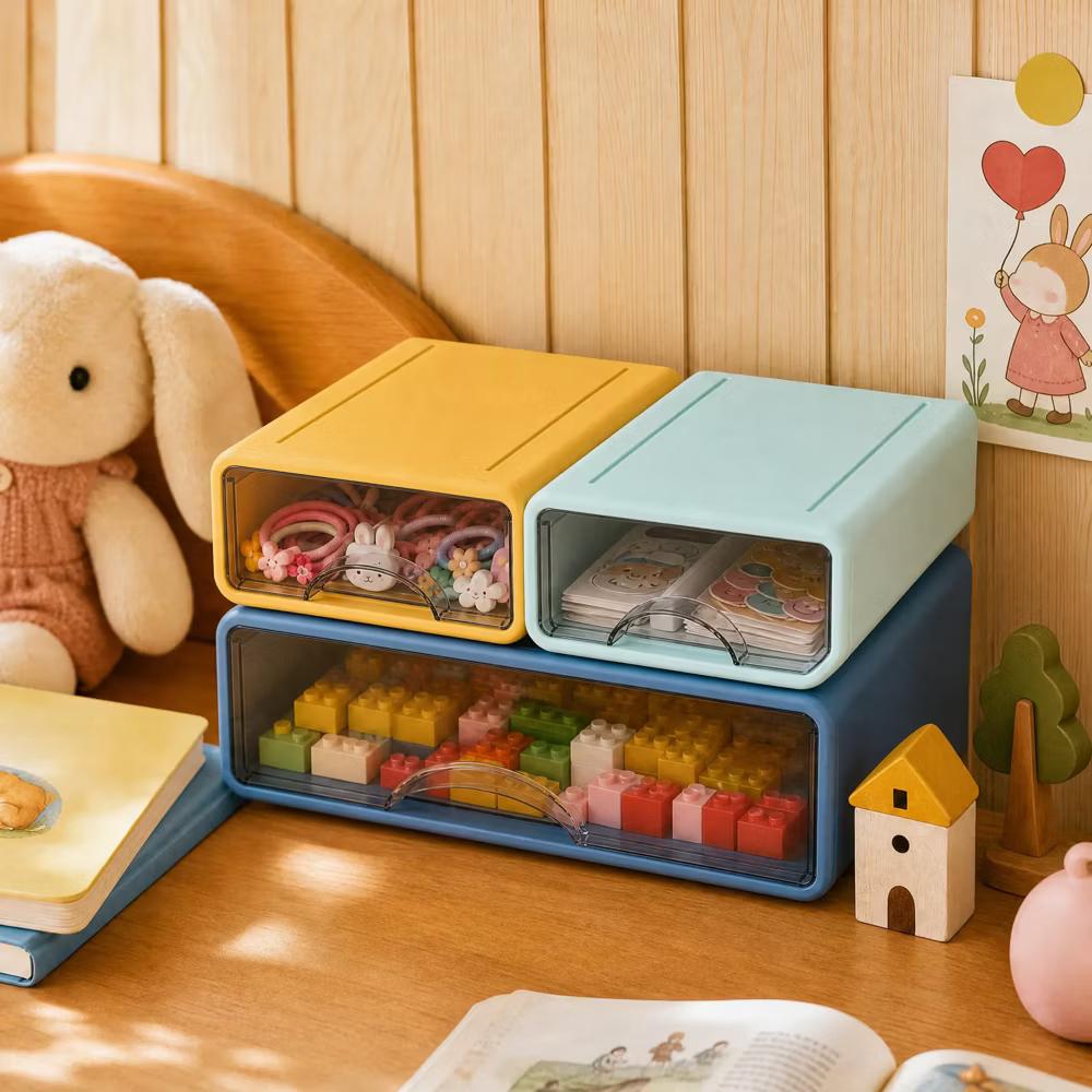 Stackable Storage Drawer with Dividers, Transparent PP Material Desktop Organizer, Durable Thickened Storage Container - Image 8