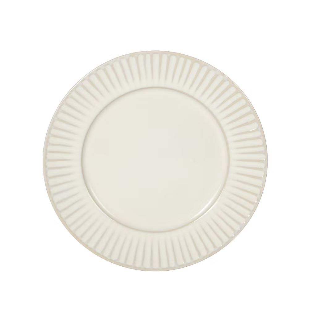 Soleil 12 Piece Linen White Stoneware Dinnerware Set for 4, Plates and Bowls Set with Dinner Plates, Salad Plates and Bowls - Image 4