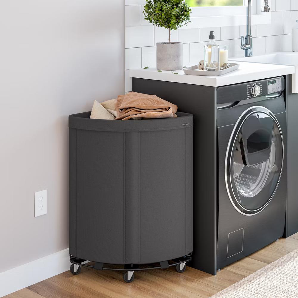 Seville Classics Heavy-Duty Rolling Corner Laundry Room Hamper - Image 4